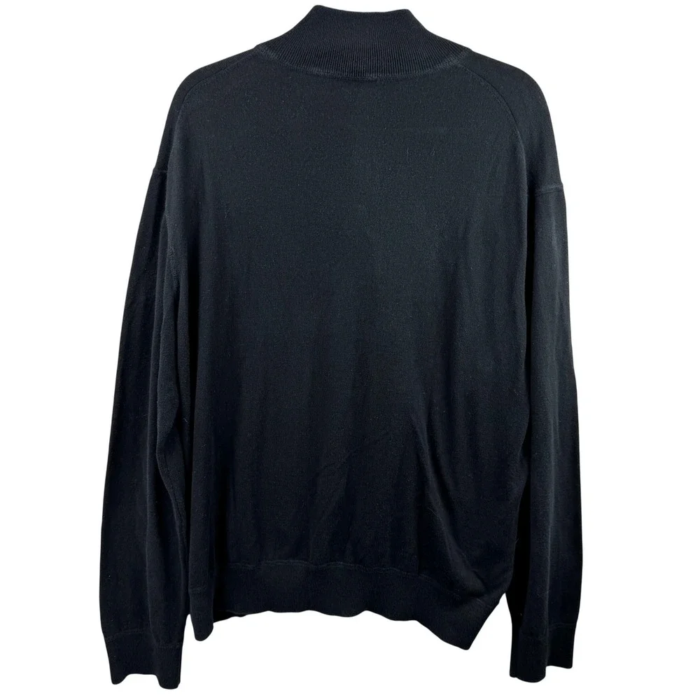 Polo Ralph Lauren Quarter Zip Sweater Mens‎ XXL Black Cotton Knit Pullover Logo